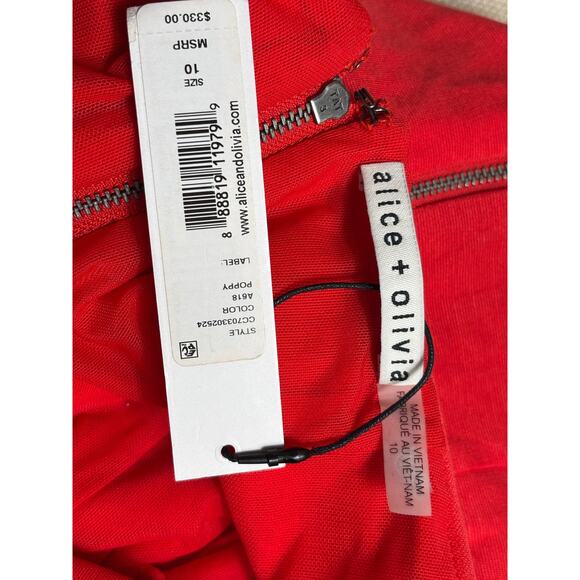 Alice + Olivia Dress Womens 10 Red Poppy Off Shoulder Sheath Cocktail Party - Picture 3 of 8